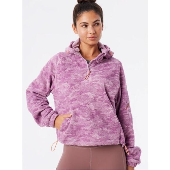 Outdoor Voices PrimoFleece 1/4 Zip Hoodie in Purple Camo Size M - Picture 2 of 7